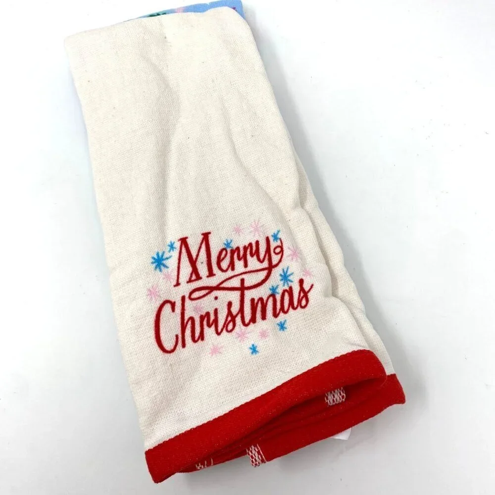 Target 2 Pack 'Merry Christmas' Hand Towels Cream Blue Wondershop™. B31